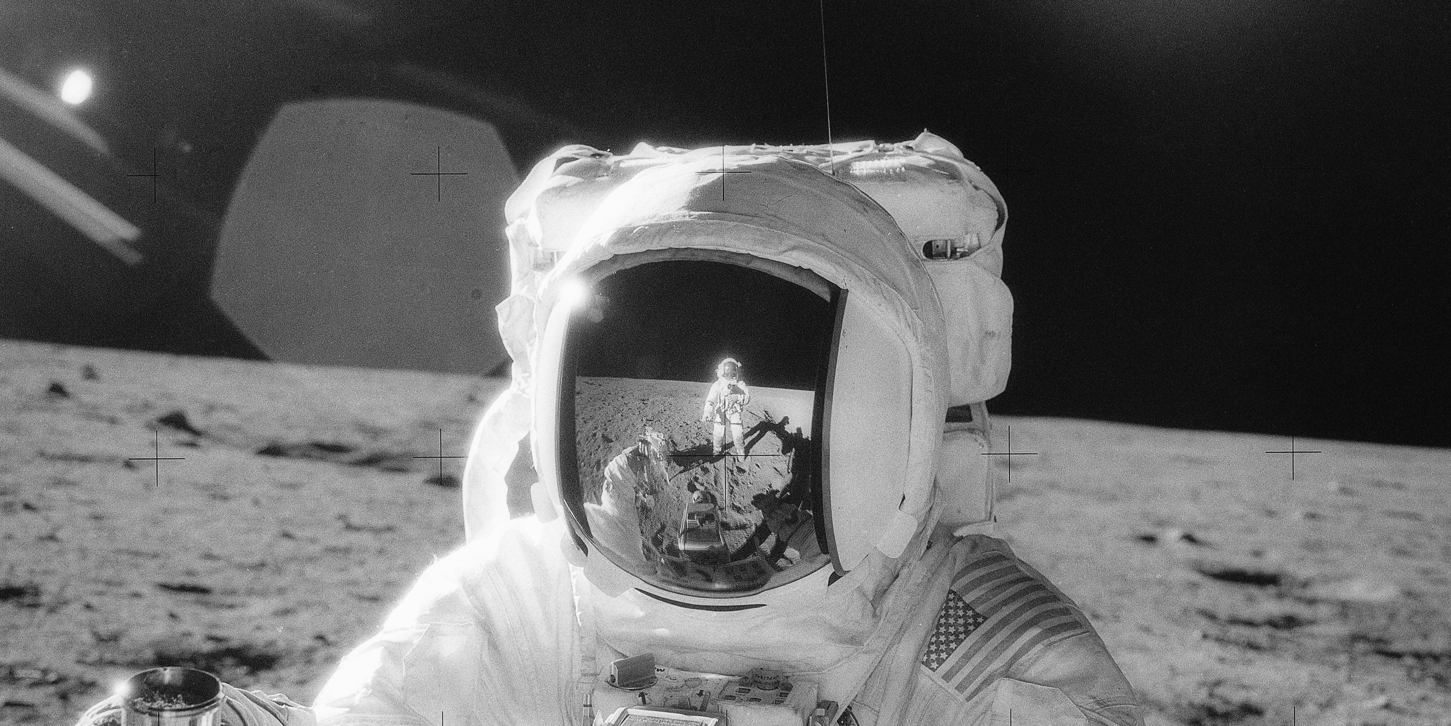 Astronaut with Hasselblad camera during the Apollo mission.