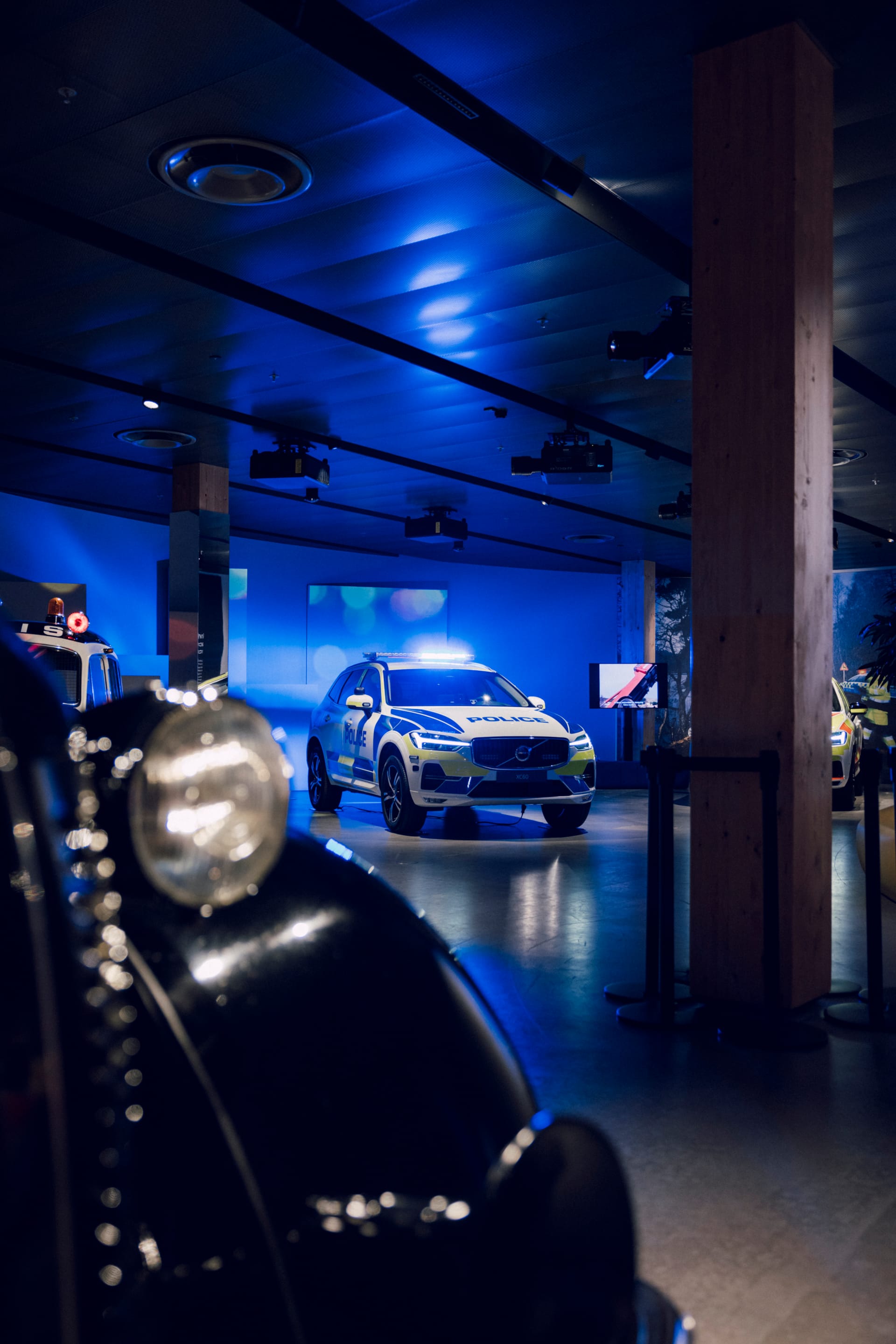 Polisbil i utställningen ”In Case of Emergency” på World of Volvo i Göteborg.