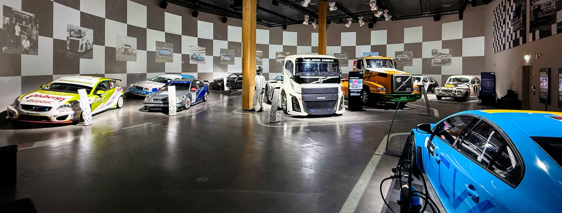 Overview of the "Volvo in Motorsport" exhibition at World of Volvo in Gothenburg.